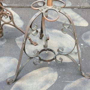 turn of the century iron hat rack and cane holder 