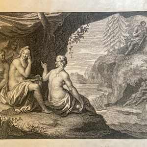 framed  Polyphemus and Acis love Galatea steel engraving 