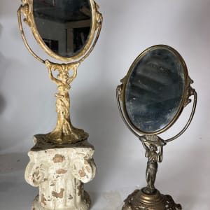 painted Victorian figural metal dresser mirror 