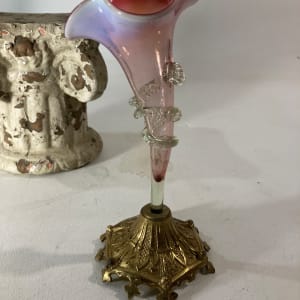 hand blown Epergne with metal base 