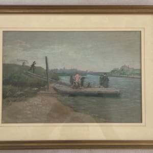 Framed G. T. Carl Olson London river pastel scene