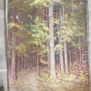 Framed G. T. Carl Olson vertical  landscape with trees