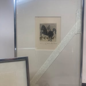 framed engraving with horse and couple Brigitte Coudrain 