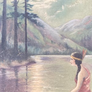 original painting of native girl in a canoe 