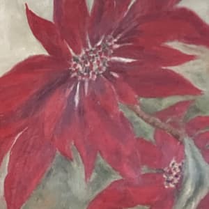 original oil on canvas of poinsettia 