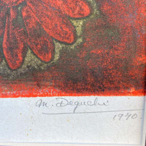 Abstract orange silkscreen by Maria Deguchi 