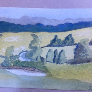 Framed pastoral watercolor 