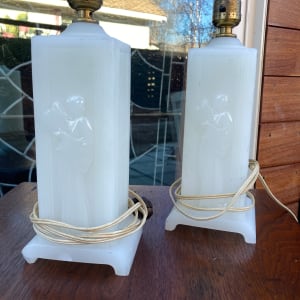 pair of Art Deco white table lamps 