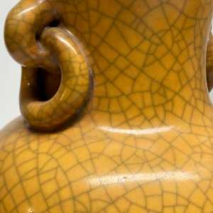 Vintage orange crackle glaze table lamp 