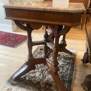 Marble top carved Renaissance revival table 