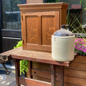 Small oak table top cupboard 