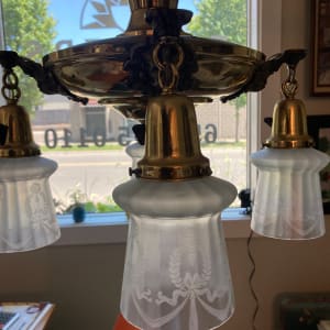 Vintage 4 light chandelier with frosted globes 