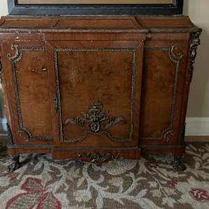 Vintage French carved marble top buffet 