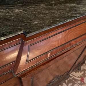 Vintage French carved marble top buffet 
