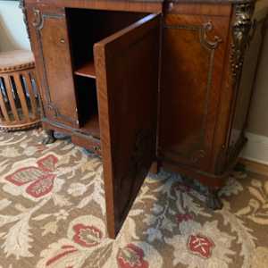 Vintage French carved marble top buffet 