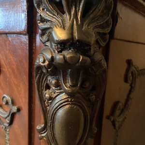 Vintage French carved marble top buffet 