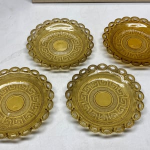 4 amber greek key small plates 