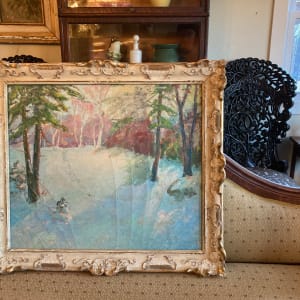 Framed oil on canvas winter time path by Carl G. T. Olson 