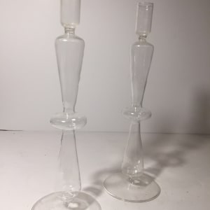pair of ultra thin art glass candlesticks, Image 1.