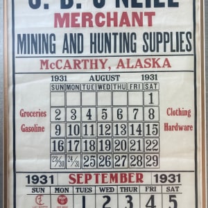 Framed 1931 Alaska calendar 