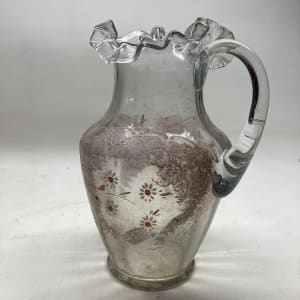 Victorian enameled ruffle top pitcher 
