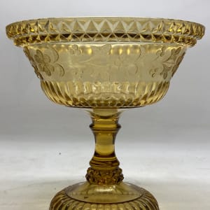 Victorian amber etched compote 