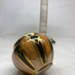 hand painted Limoge orange and black vase 