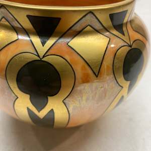 hand painted Limoge orange and black vase 