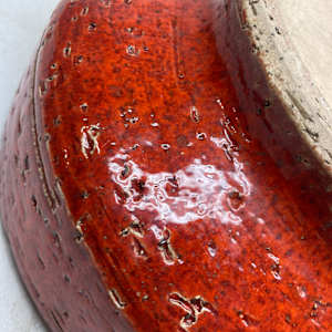 Red Italian art pottery bowl (Bitossi) 
