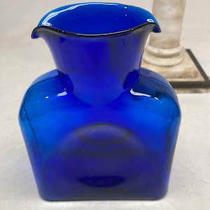 Cobalt blue Blenko art glass pitcher 