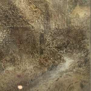 Framed Michael Bond etching "Hemsley Yorkshire England" 