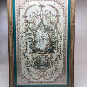 hand colored framed Italian print 