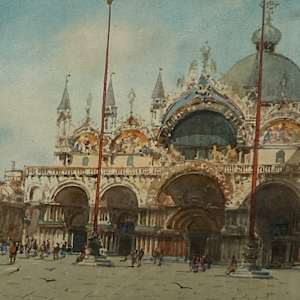 Original Italian watercolor Venice by A . Biondetti 