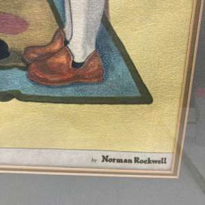 Framed hand colored Norman Rockwell 