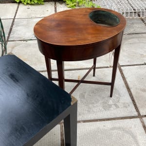 Small black campaign style lamp table 