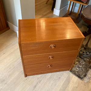 Teak 3 drawer nightstand 
