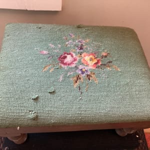 Small green embroidered ottoman 