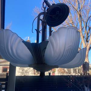 Art Deco bat wing slipper shade chandelier 
