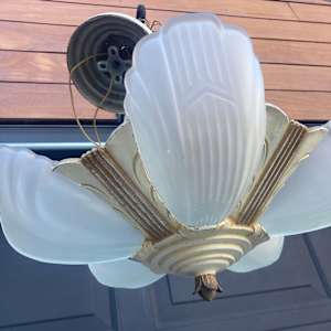 Art Deco bat wing slipper shade chandelier 