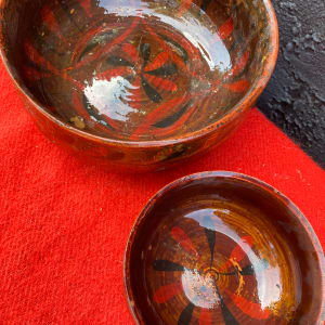 hand painted folk bowl large 