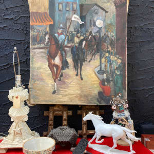 Painting of cowboy parade 