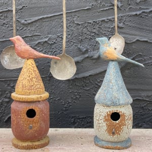 folk art blue bird birdhouse 