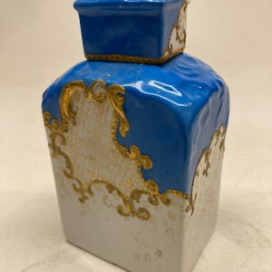 hand painted covered porcelain bottle 
