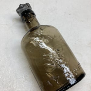 embossed vintage glass advertising lidded jar Bay Rum 