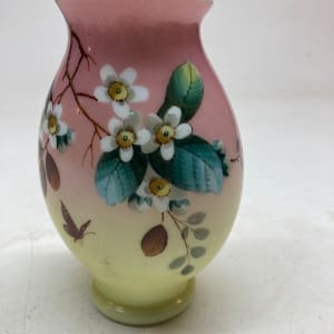 Pair of hand painted Victorian glass vases 