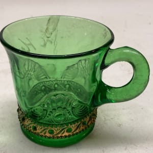 green glass souvenir toothpick holder 