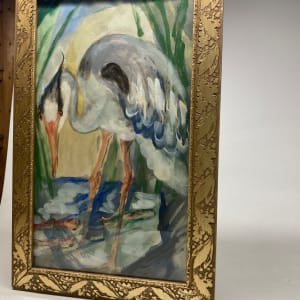 framed Elizabeth Grant  watercolor Heron 