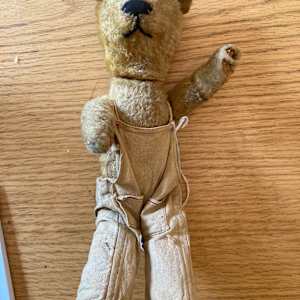 Steiff teddy bear with suspenders