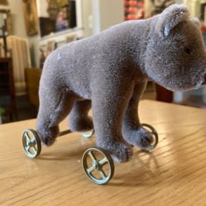 Steiff teddy bear on wheels 