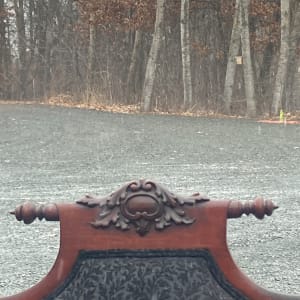 Carved sleigh style love seat 